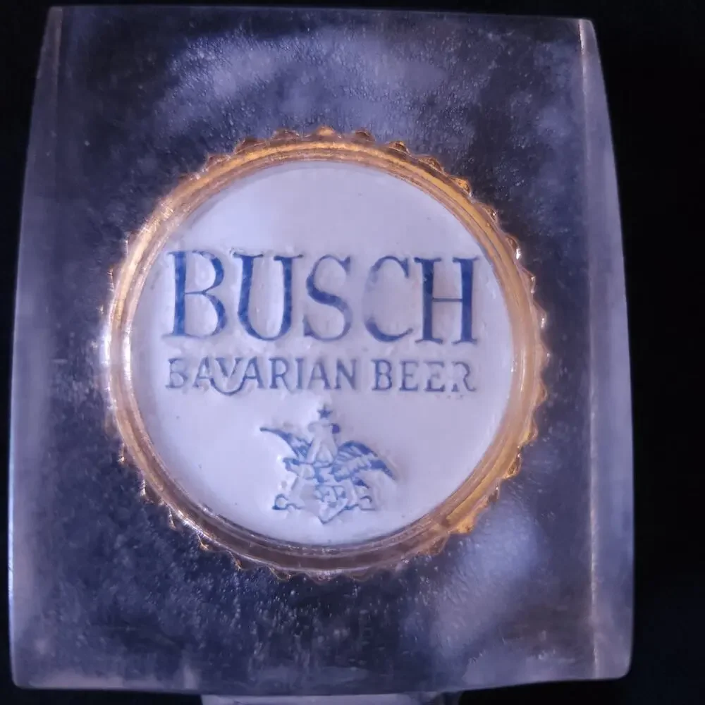 Vintage Busch Bavarian Draft Beer Frosted Acrylic Home Bar Tap Square Handle